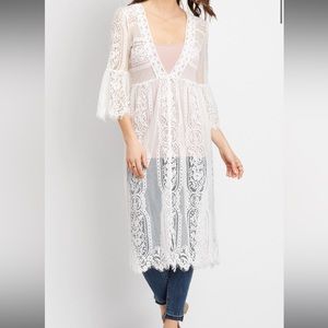 White lace duster kimono